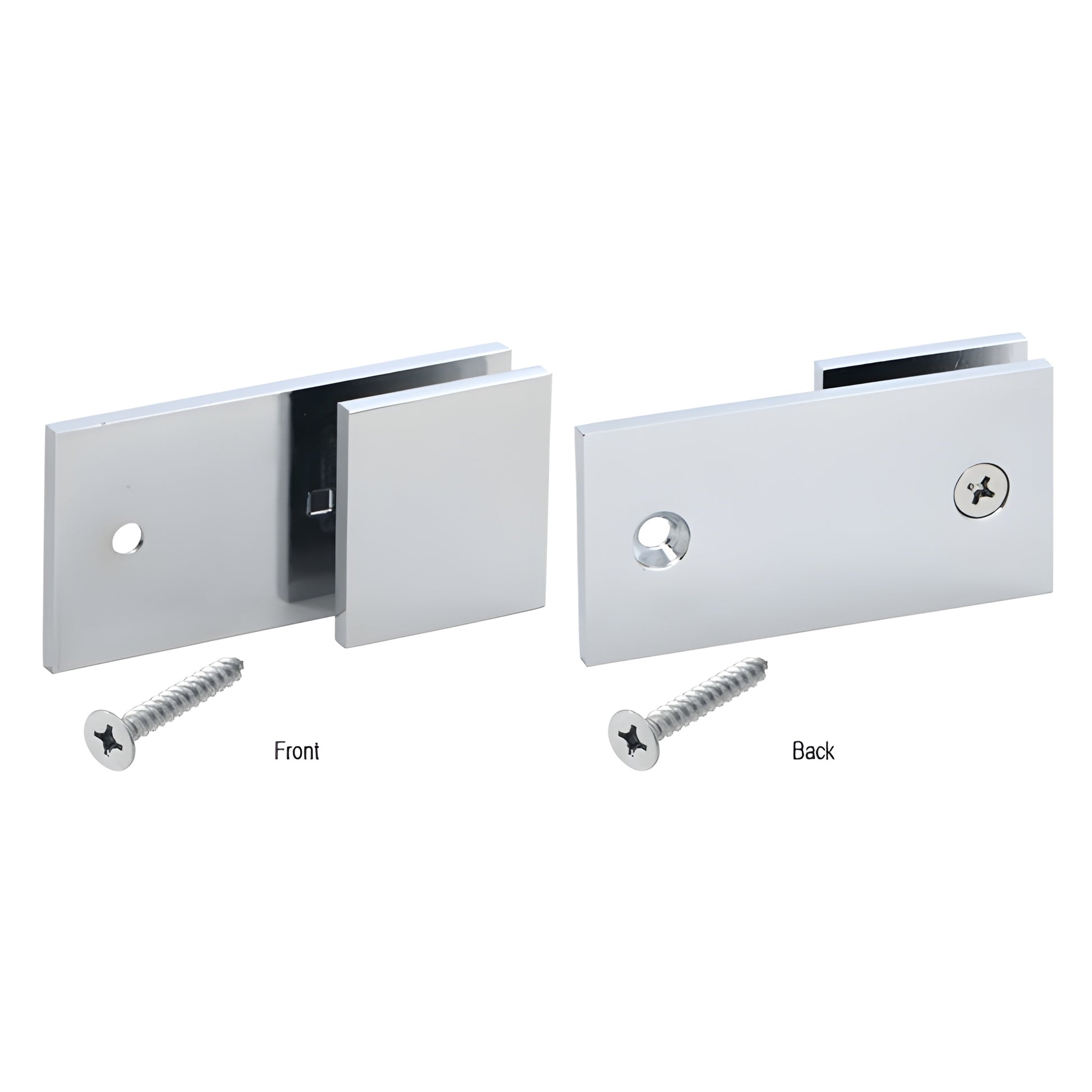 Polished chrome solid-brass Y clamp (SGC182CH) for frameless shower, wall-mount, fits 3/8-1/2in (10-12mm) glass.