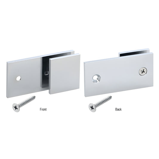 Polished chrome solid-brass Y clamp (SGC182CH) for frameless shower, wall-mount, fits 3/8-1/2in (10-12mm) glass.