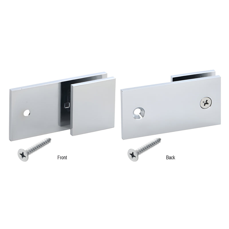 Polished chrome solid-brass Y clamp (SGC182CH) for frameless shower, wall-mount, fits 3/8-1/2in (10-12mm) glass.