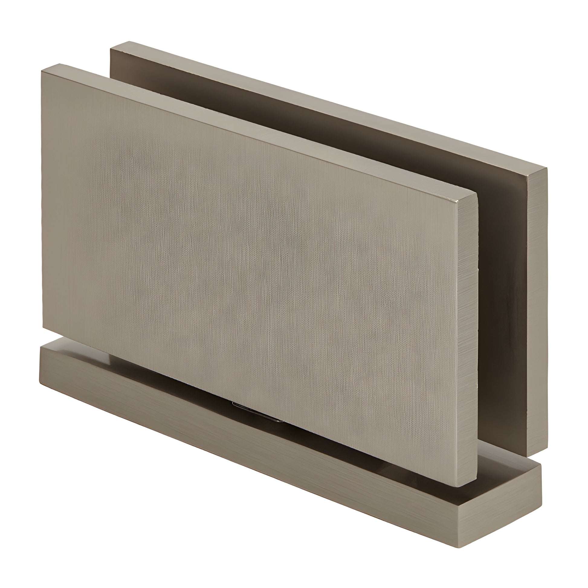 Brushed nickel Senior Cardiff top-and-bottom shower door pivot hinge for 1/2" (12mm) glass, solid brass (SKU SRCAR01BN)