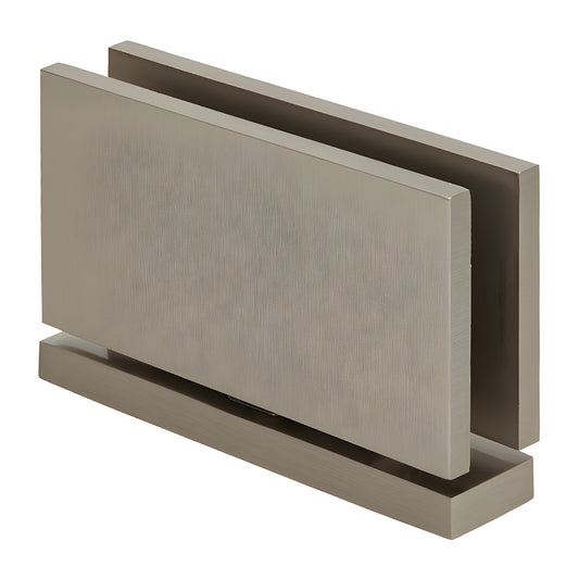 Brushed nickel Senior Cardiff top-and-bottom shower door pivot hinge for 1/2" (12mm) glass, solid brass (SKU SRCAR01BN)