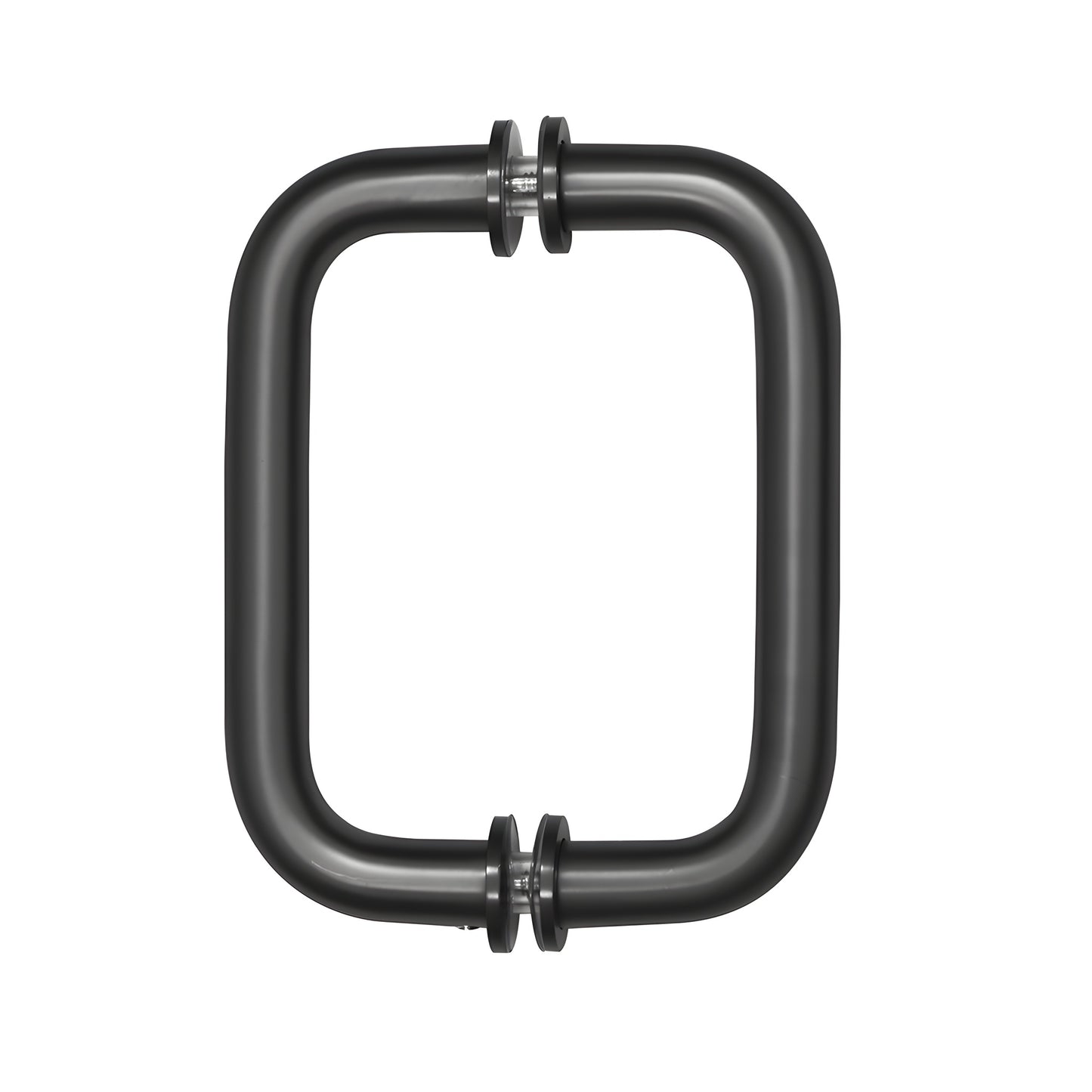 SDPR6BL gloss-black 6" tubular brass shower door pull, 3/4" dia, glass-mount back-to-back with washers