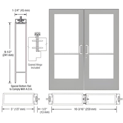 CRL-U.S. Aluminum 550 Wide-Stile Geared Hinge for Surface Closers