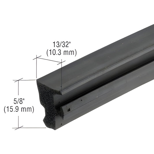 Black 1/2" EPDM sponge exterior curtainwall gasket for 1/4-2" glazing (SKU NP425), profile cross section with dimensions show