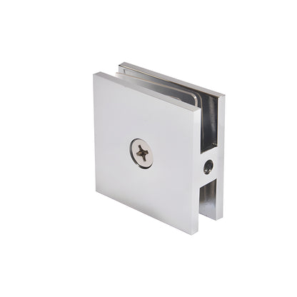 SCU4CH polished chrome square wall-mount hole-in-glass clamp for 3/8-1/2" (10-12mm) frameless glass panels