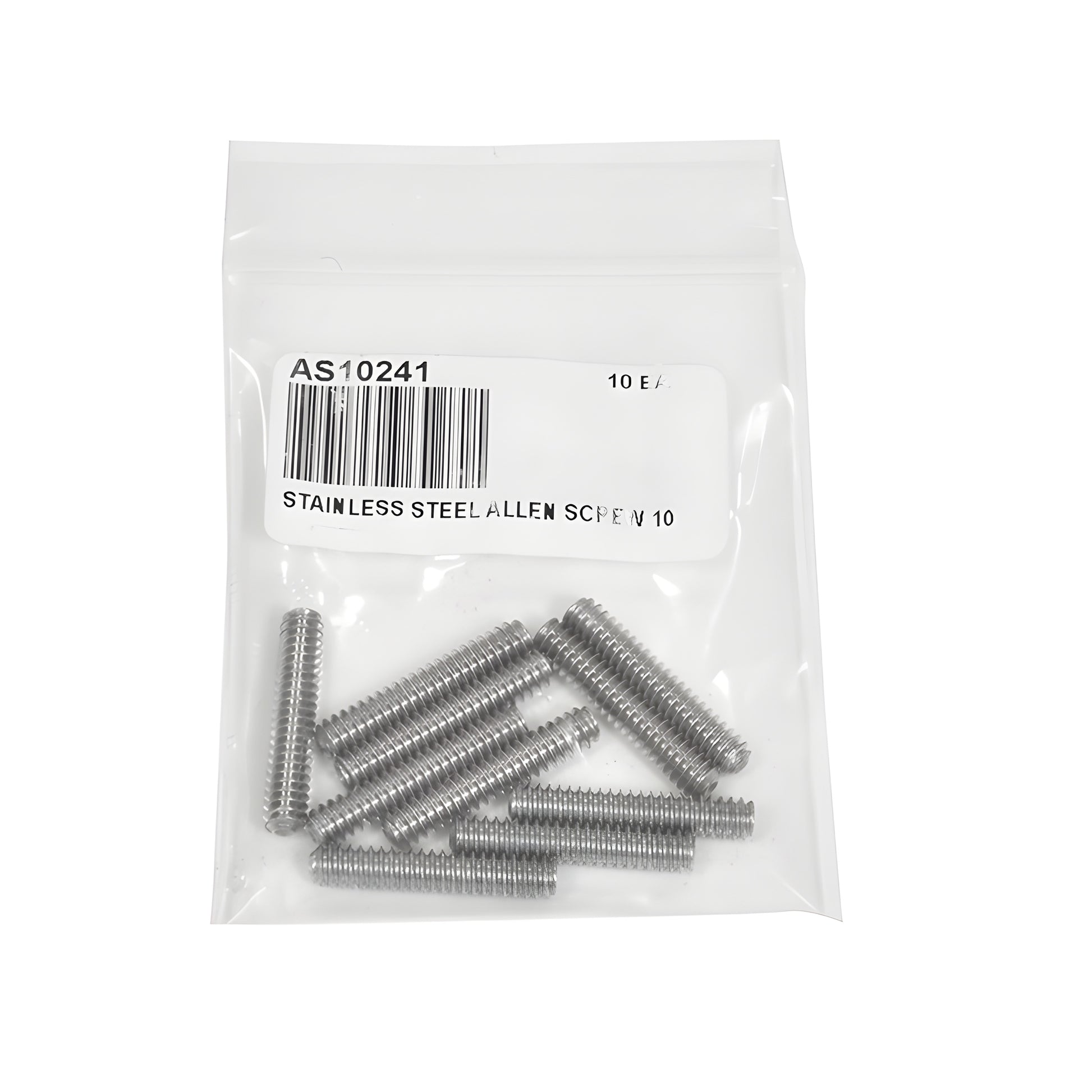 Stainless steel headless set screw, 1" (25 mm), 10-24 thread - SKU AS10241