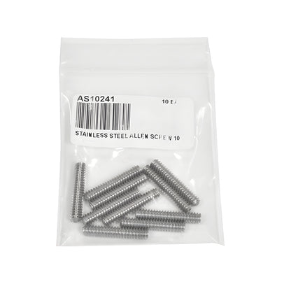 Stainless steel headless set screw, 1" (25 mm), 10-24 thread - SKU AS10241