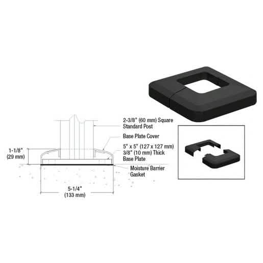 CRL Matte Black Base Plate Cover - Sleek, durable design for modern architectural projects