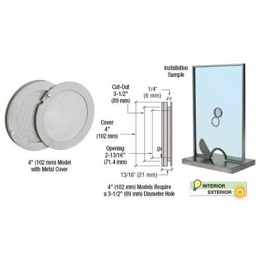 CRL Satin Anodized 4" Metal Cover Speak-Thru for secure communication, durable design.