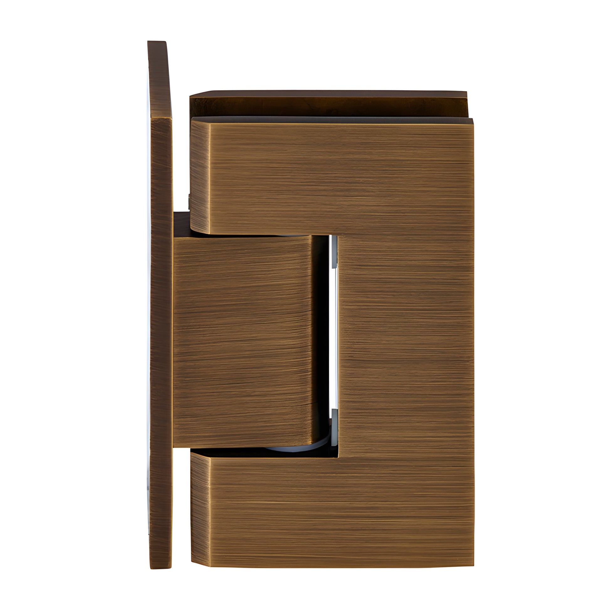 GEN344ABR adjustable Geneva shower hinge, antique brass finish, solid brass, for 8-12 mm tempered tempered glass.