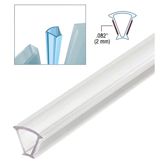 Clear copolymer glass-to-glass joint strip EZCA12, fits 1/2" glass, crystal-clear edge protector, 120 in length