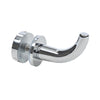 Polished chrome solid brass robe hook (DRH1CH) with through-glass mount for frameless shower doors.