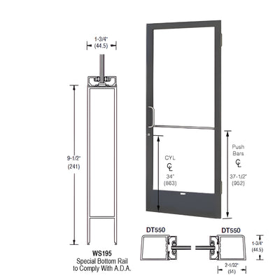 CRL-U.S. Aluminum 250 Narrow Stile 3'x7' Black Anodized Offset Door