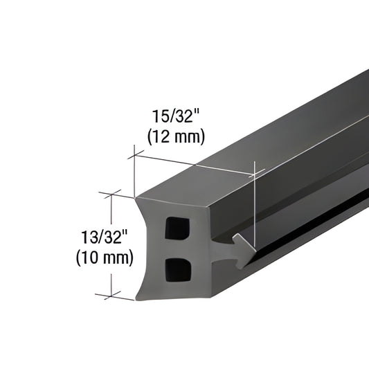 Black silicone spacer gasket (SP450), for vertical butt-glazed curtain walls, 15/32" x 13/32", 250' roll