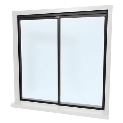 36x48 sliding transaction window (SKU D1041DUXX3648) two 1/4" clear tempered glass panels, duranodic bronze frame