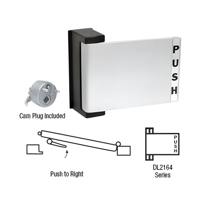 Aluminum CRL universal push-pull door paddle (DL2164A) with cam plug, reversible left/right, 5"x4".