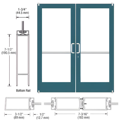 CRL-U.S. Aluminum 400 Offset Pivot Doors, Pair, KYNAR, Closer-Ready