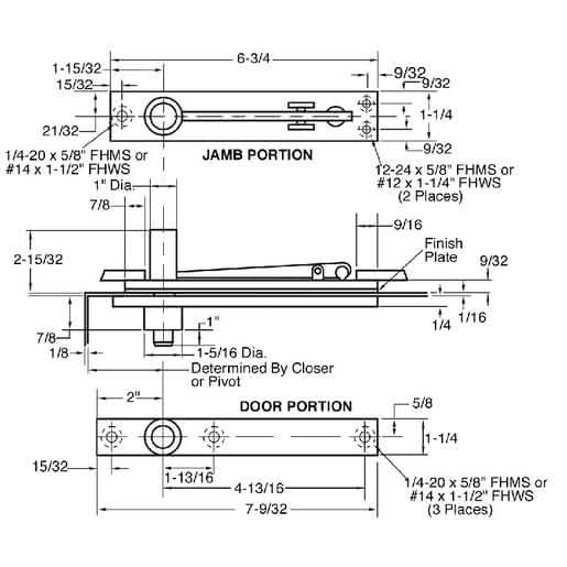 Rixson® Heavy-Duty Long Pivot Pin Center-Hung Top Pivot with Dark Bronze Cover Plate
