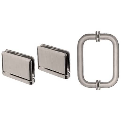 CRL Brushed Nickel Prima Shower Pull & Hinge Set - Sleek, Modern Bathroom Hardware