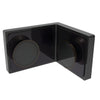 Matte black brass glass-to-glass corner clamp for 8-10mm glass (LU090MBL), compact concealed design.