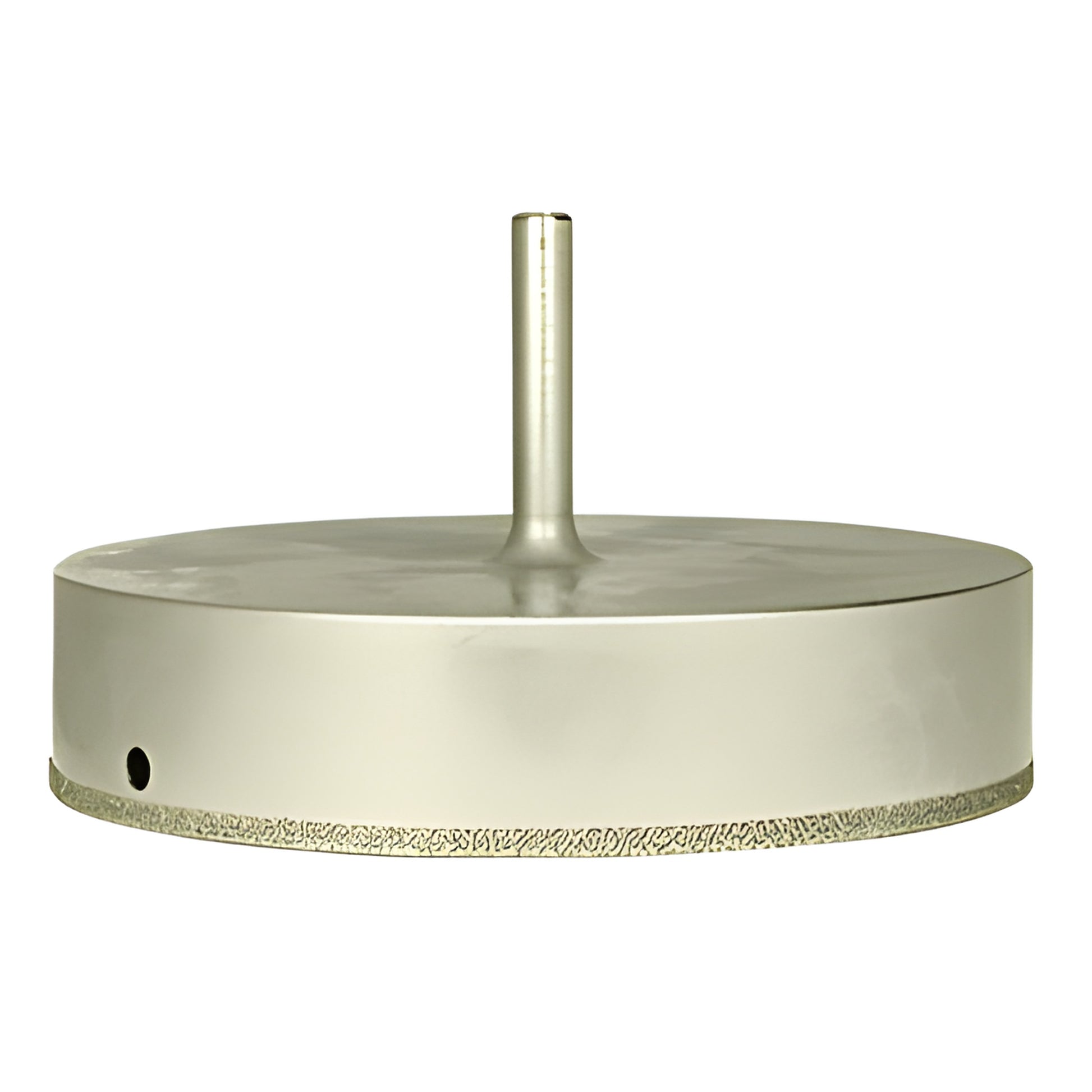 EDD6 diamond-plated glass drill bit, large flat cup with smooth rim and 3/8" reduced round shank