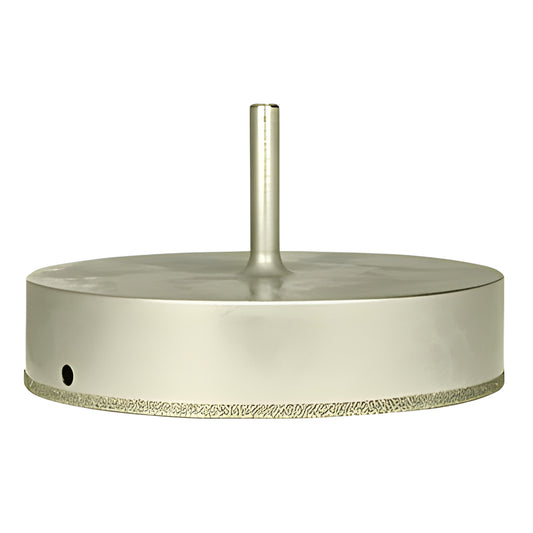 EDD6 diamond-plated glass drill bit, large flat cup with smooth rim and 3/8" reduced round shank