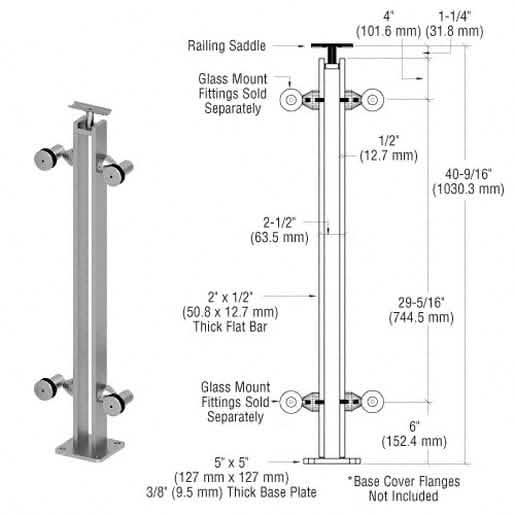 CRL Brushed Stainless 42" P8 Series Center Post Railing Kit - Sleek, Modern Design