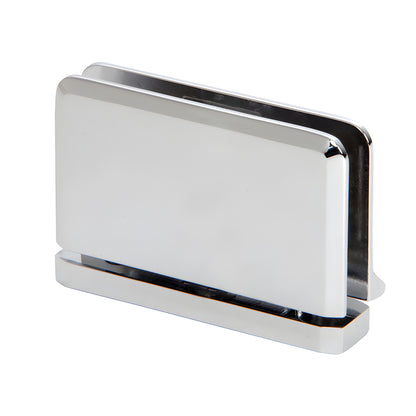 Polished chrome CRL Prima shower door hinge with rear drip plate (sill-mount, beveled edge)