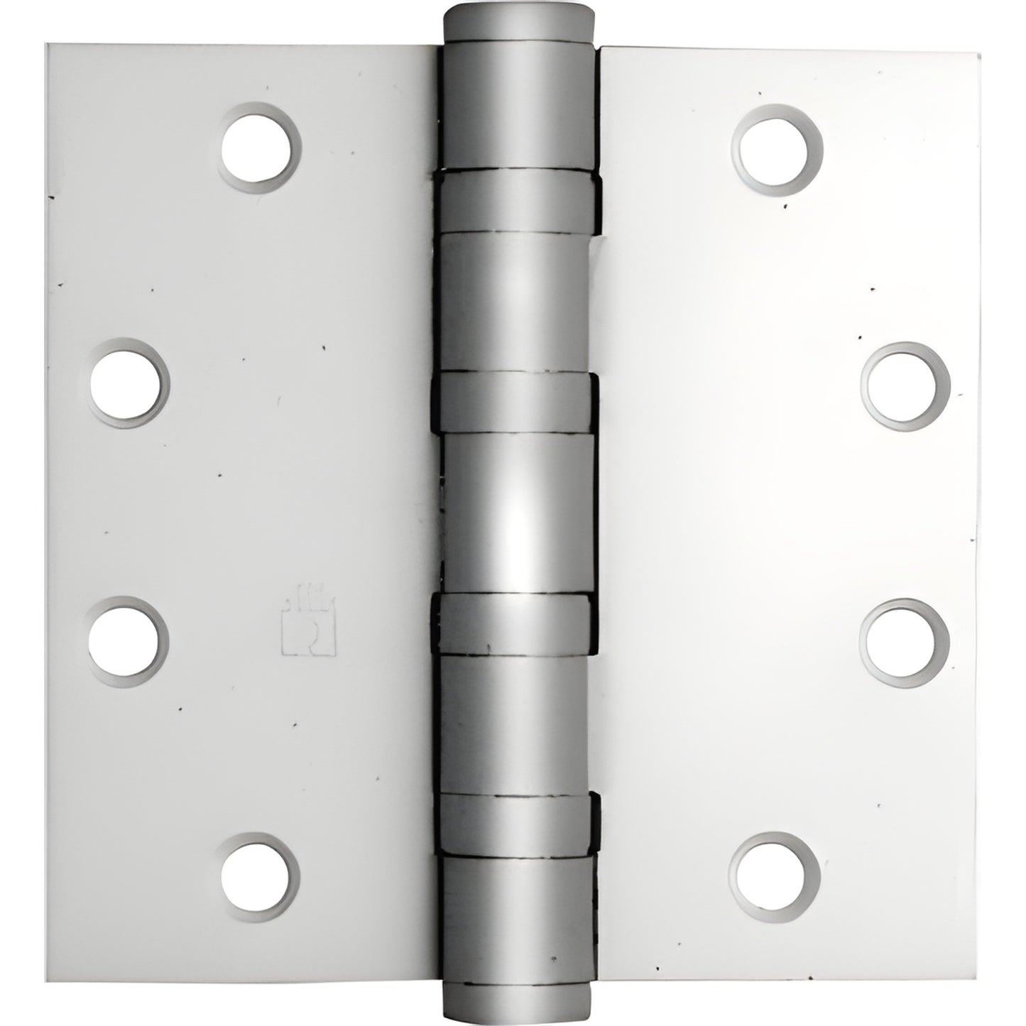 Satin chrome 4-1/2" x 4-1/2" heavy-weight ball-bearing full mortise hinge (SKU BB25NRPA), six-hole commercial hinge