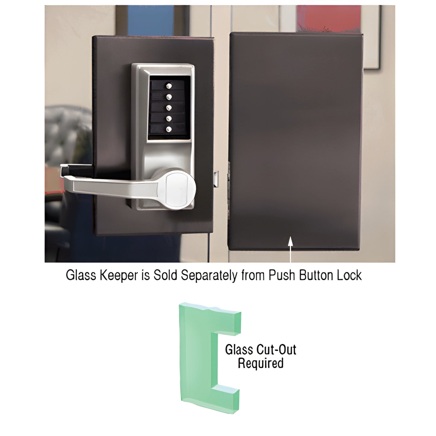 Black bronze 6 10 center lock keeper for 1/2 (12mm) glass doors, left-hand; SKU DLK610LCDU