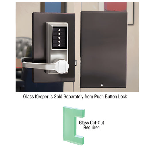 Black bronze 6 10 center lock keeper for 1/2 (12mm) glass doors, left-hand; SKU DLK610LCDU