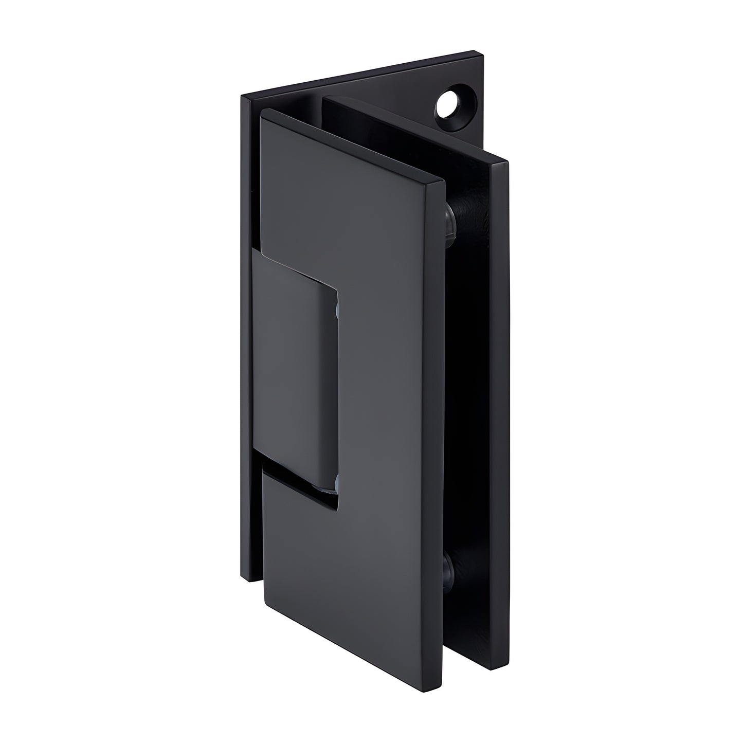 Matte black brass Vienna shower hinge V1E544MBL, squared offset wall-mount for 3/8-1/2 in glass, 5 pre-set