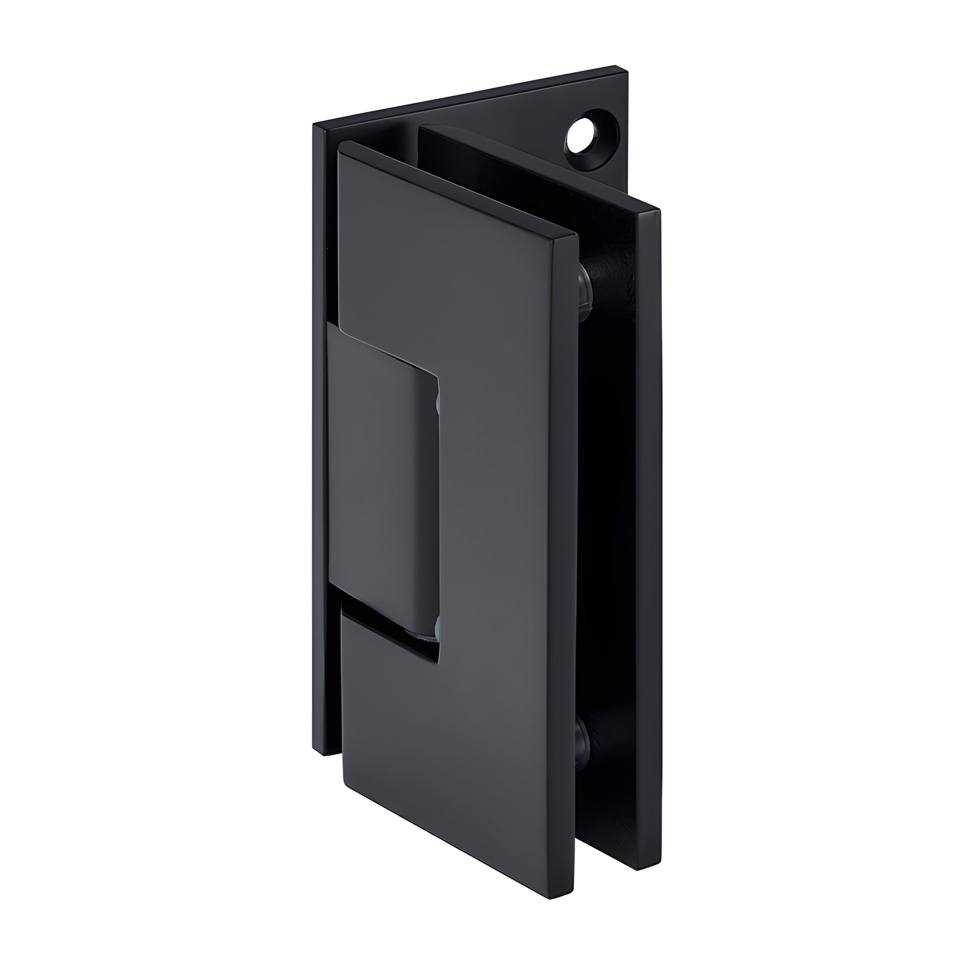 Matte black brass Vienna shower hinge V1E544MBL, squared offset wall-mount for 3/8-1/2 in glass, 5 pre-set