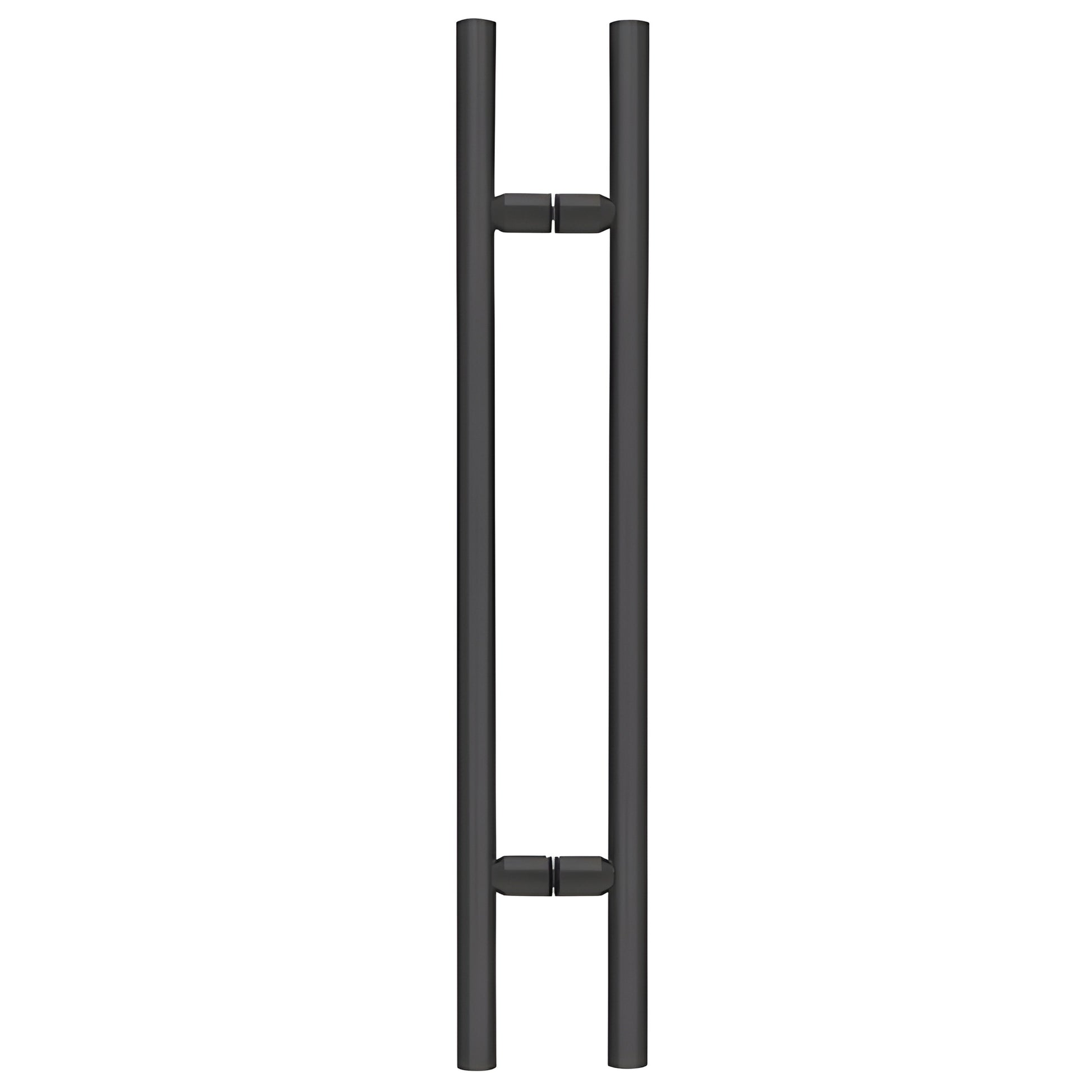 Matte black 36" ladder-style tubular shower door pull handle, 1-1/4" brass (SKU LP36MBL)