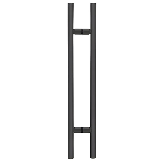 Matte black 36" ladder-style tubular shower door pull handle, 1-1/4" brass (SKU LP36MBL)