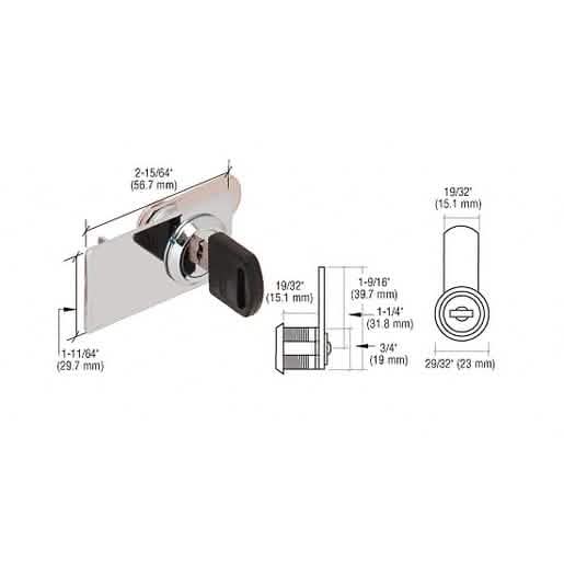 CRL Chrome Lock for Cabinet Glass Door, Keyed Alike, Secure Swinging Glass Doors