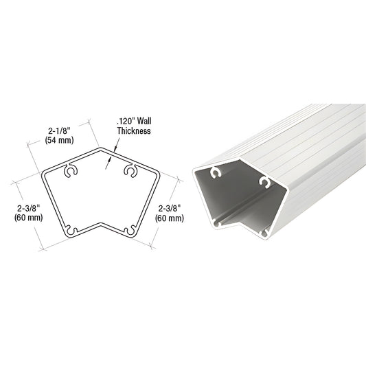 CRL 135 aluminum railing post SKU 1P548W, sky white, 49" pentagon cross-section with mounting channels