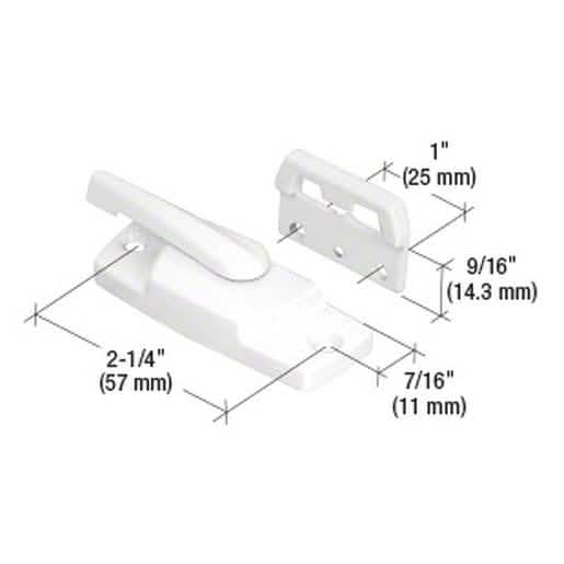 CRL White Sash Lock, 2-1/4" Screw Holes, No Lugs – Durable Window Security Solution