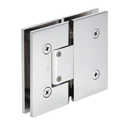 Polished nickel square glass-to-glass adjustable shower hinge (Vienna series), brass pivot, SKU V1E380PN