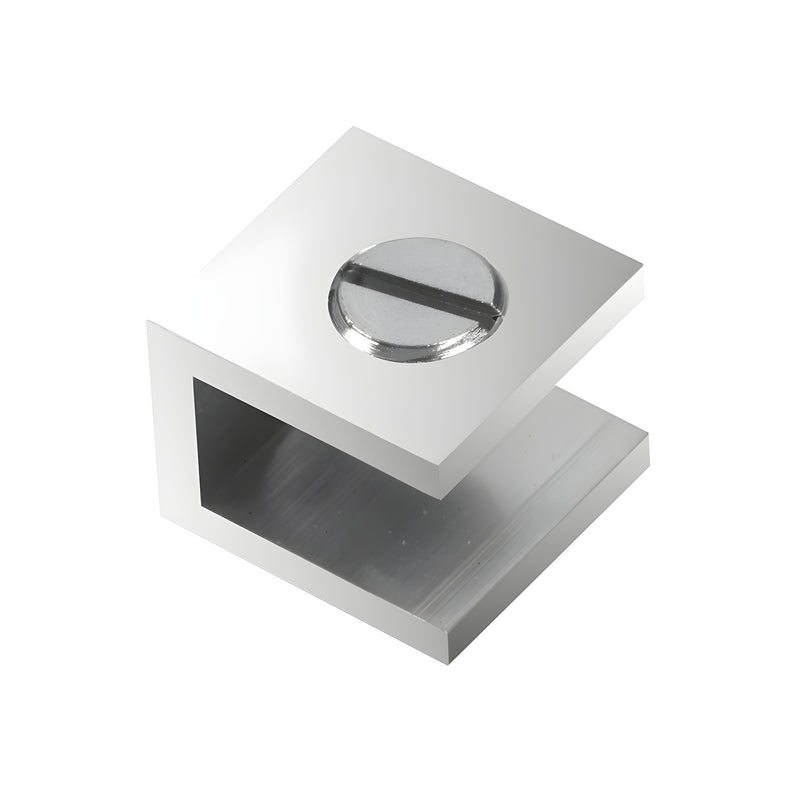 EH221 polished chrome brass set screw glass clamp, no drill design for 3/16-1/4 (5-6mm) glass