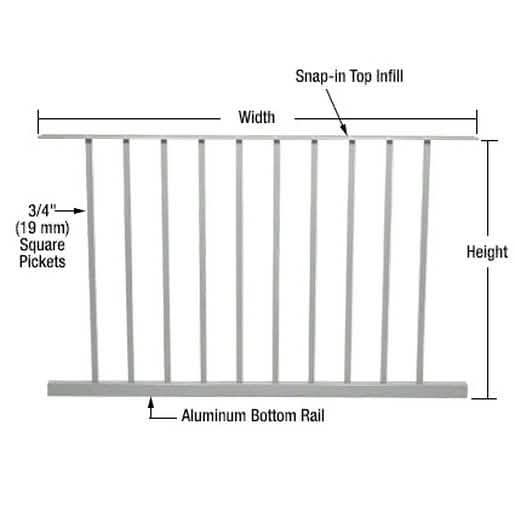 CRL Metallic Silver Picket Panel 48"W x 42"H for 200-400 Series, sleek design.