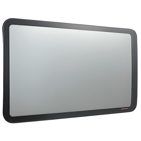 FW605 Sprinter passenger sliding-door fixed all-glass window, 28% dark gray tempered glass with black OEM-style frame