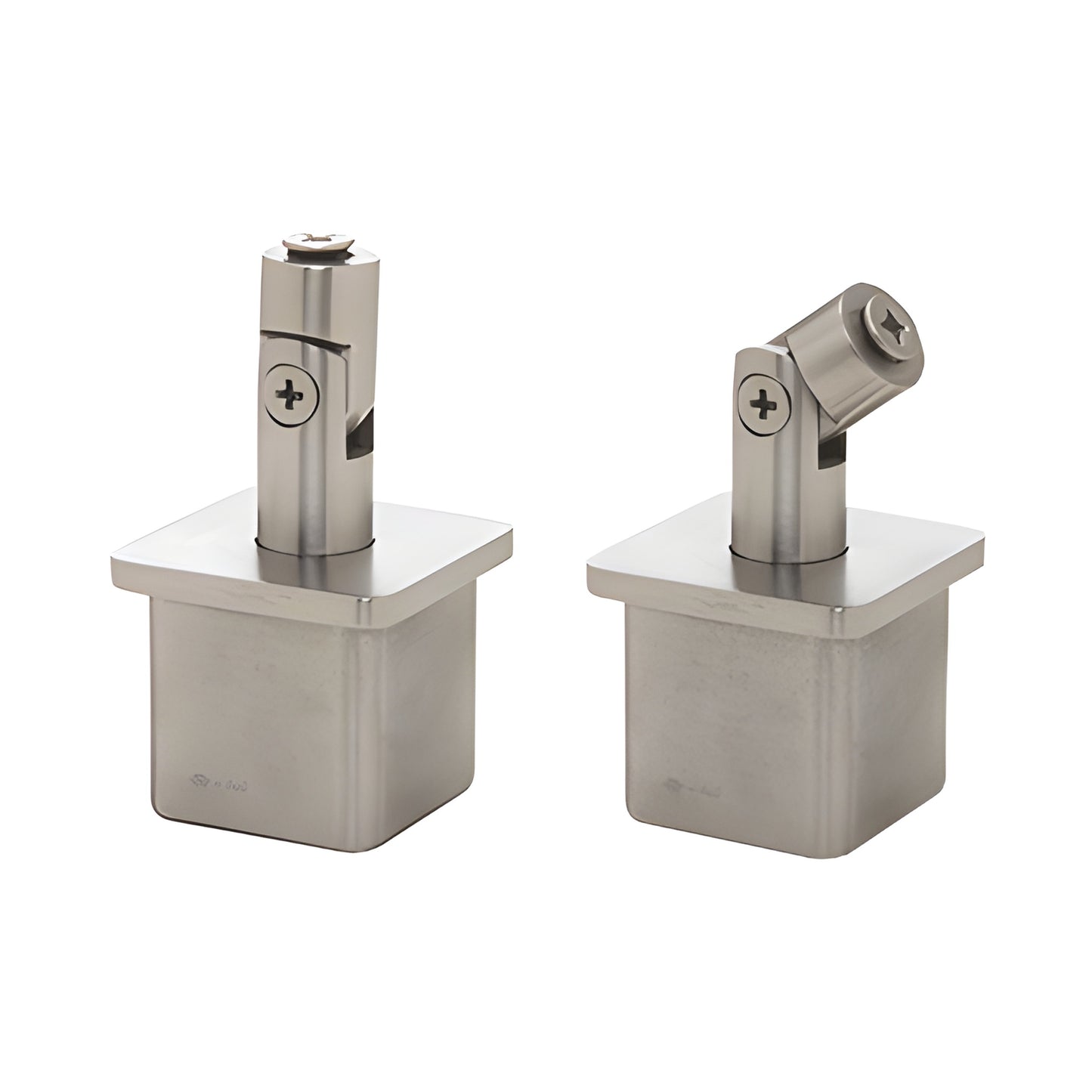 P1VSBS brushed stainless 316 adjustable post caps for 2" square posts - vertical and swivel head, fits standoff saddles.