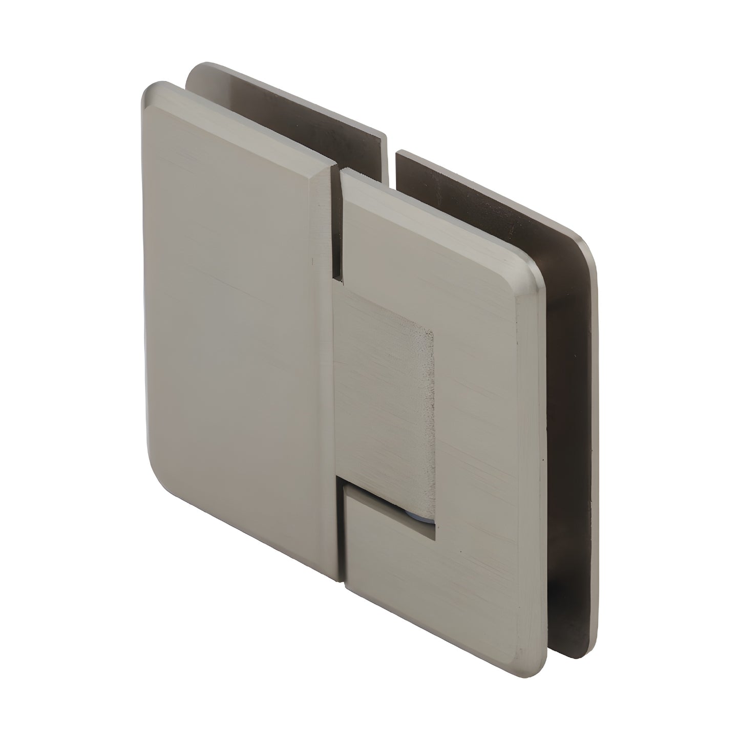 CRL Pinnacle glass-to-glass shower hinge, brushed bronze finish, beveled edges, solid brass - SKU P1N180BBRZ