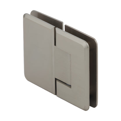 CRL Pinnacle glass-to-glass shower hinge, brushed bronze finish, beveled edges, solid brass - SKU P1N180BBRZ