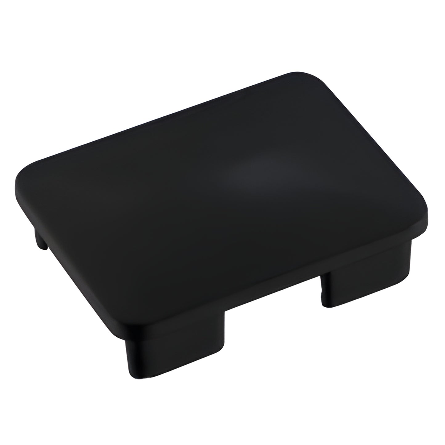 Matte black rectangular aluminum post top cap (SKU PC1EWBL), slip in design for railing posts.