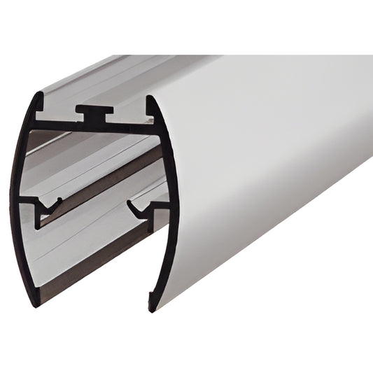 Brushed nickel aluminum shower header extrusion DK61144BN, 144 in, for 3/8 in (10 mm) frameless glass.