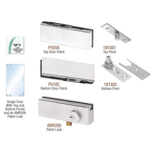 CRL Satin Anodized North American Patch Door Kit with Lock for sleek, secure installations