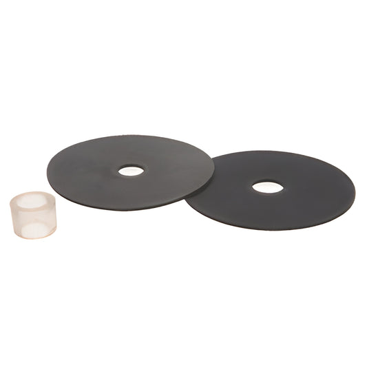 RGGP2: two black rubber 2-7/8" gaskets with center holes and one translucent plastic grommet