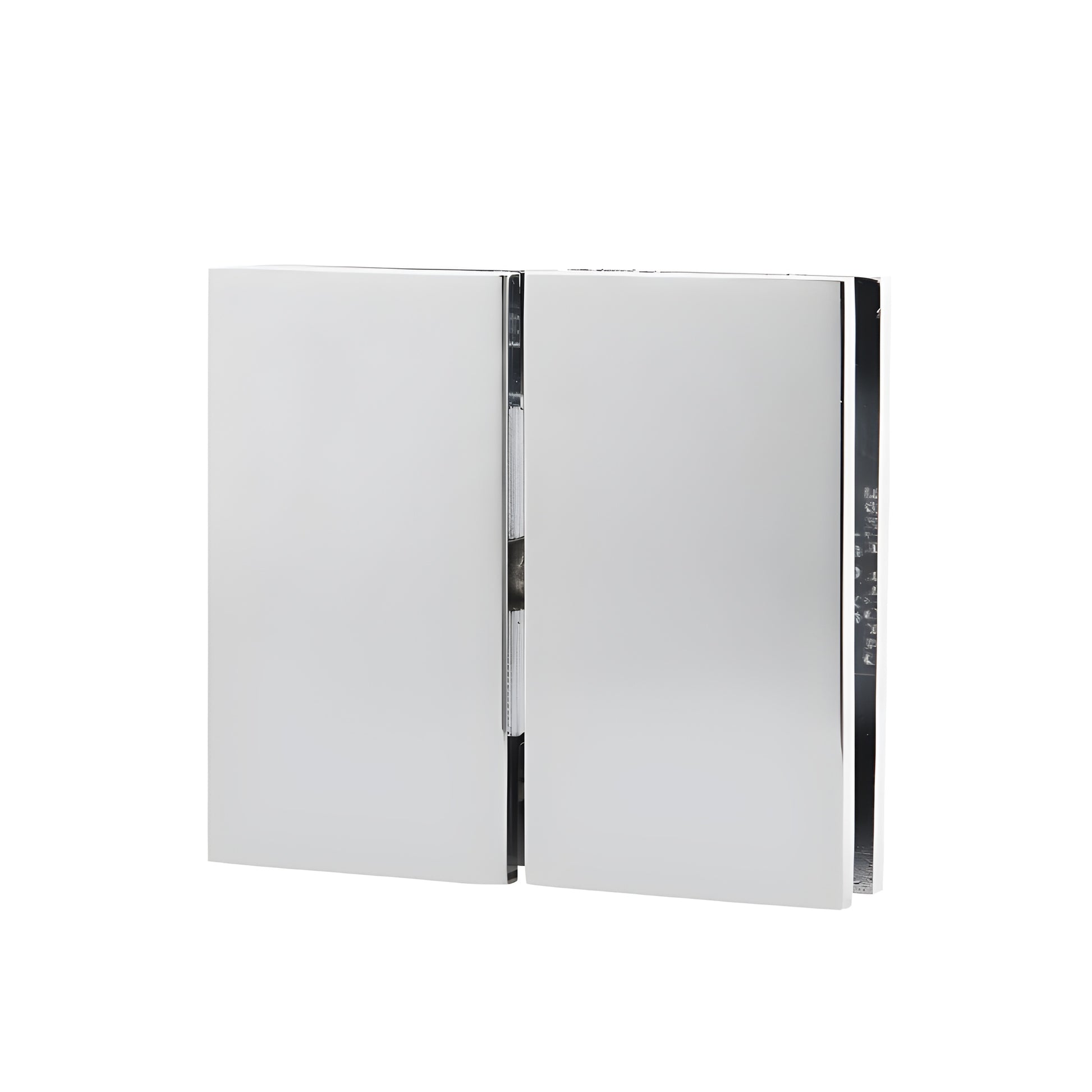 CAR02CH Cardiff polished chrome squared pivot hinge for 8-10mm glass, 3-5/8 in wide, top-and-bottom mount